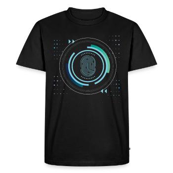 identity security safe nerd pixel pc tech science - Men's Premium Organic T-Shirt - black - Front - Nico (187cm)