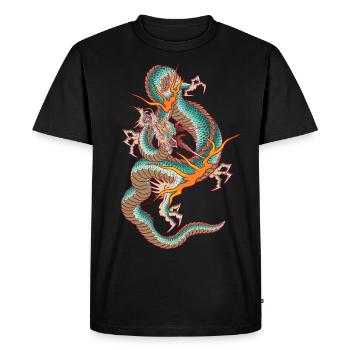 Dragon Dance - Men's Premium Organic T-Shirt - black - Front - Nico (187cm)