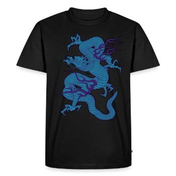 Blueish Dragon - Men's Premium Organic T-Shirt - black - Front - Nico (187cm)