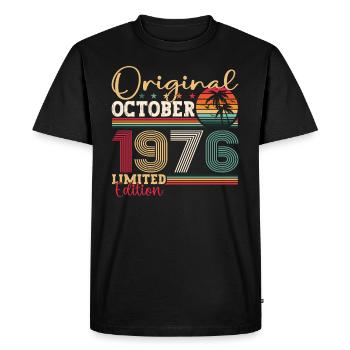 Original October 1976 46th Birthday Gift Cool - Men's Premium Organic T-Shirt - black - Front - Nico (187cm)