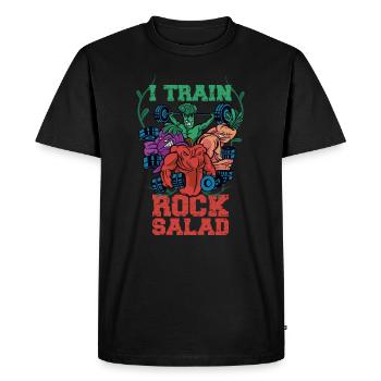I Train Rock Salad Funny Vegan Fitness - Men's Premium Organic T-Shirt - black - Front - Nico (187cm)