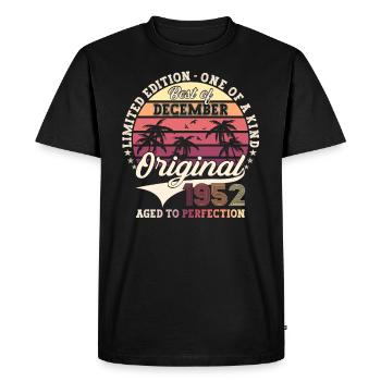 Original December 1952 70th birthday gift - Men's Premium Organic T-Shirt - black - Front - Nico (187cm)