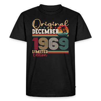 Original December 1969 53rd Birthday Gift - Men's Premium Organic T-Shirt - black - Front - Nico (187cm)