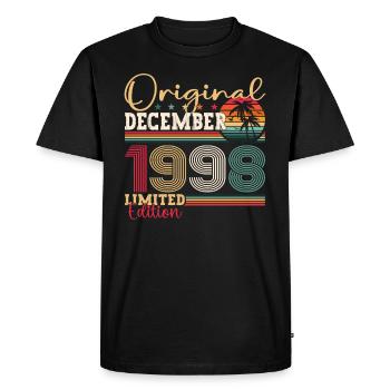 Original December 1998 24th Birthday Gift - Men's Premium Organic T-Shirt - black - Front - Nico (187cm)