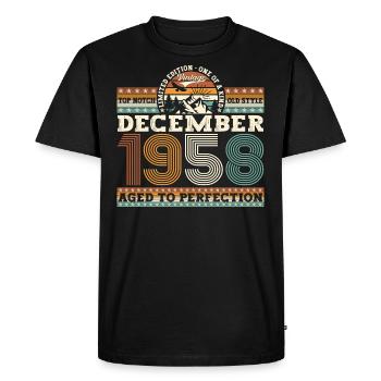 Né en décembre 1958 cadeau de 64e anniversaire - T-shirt Premium bio Homme - noir - Devant - Nico (187cm)