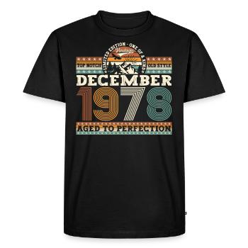 Décembre Né en 1978 Cadeau du 44e anniversaire - T-shirt Premium bio Homme - noir - Devant - Nico (187cm)