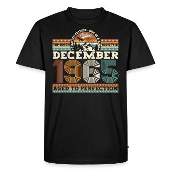 Millésime Décembre 1965 57ème Cadeau d’Anniversaire - T-shirt Premium bio Homme - noir - Devant - Nico (187cm)