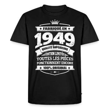 FABRIQUÉ EN 1949 - T-shirt Premium bio Homme - noir - Devant - Nico (187cm)