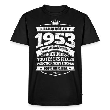FABRIQUÉ EN 1953 - T-shirt Premium bio Homme - noir - Devant - Nico (187cm)