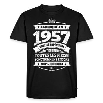 FABRIQUÉ EN 1957 - T-shirt Premium bio Homme - noir - Devant - Nico (187cm)
