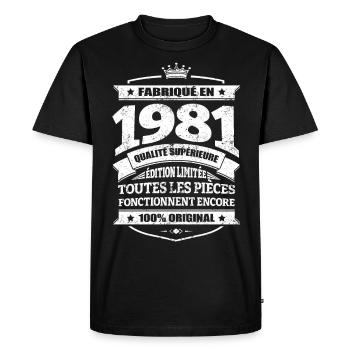 FABRIQUÉ EN 1981 - T-shirt Premium bio Homme - noir - Devant - Nico (187cm)