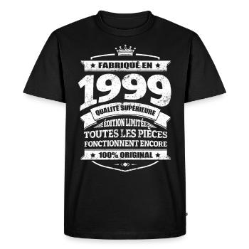 FABRIQUÉ EN 1999 - T-shirt Premium bio Homme - noir - Devant - Nico (187cm)