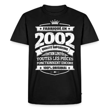 FABRIQUÉ EN 2002 - T-shirt Premium bio Homme - noir - Devant - Nico (187cm)
