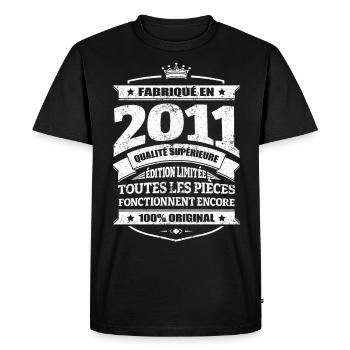 FABRIQUÉ EN 2011 - T-shirt Premium bio Homme - noir - Devant - Nico (187cm)