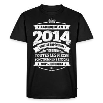 FABRIQUÉ EN 2014 - T-shirt Premium bio Homme - noir - Devant - Nico (187cm)