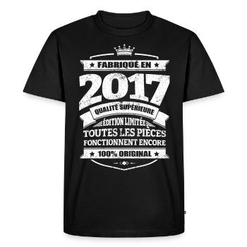 FABRIQUÉ EN 2017 - T-shirt Premium bio Homme - noir - Devant - Nico (187cm)