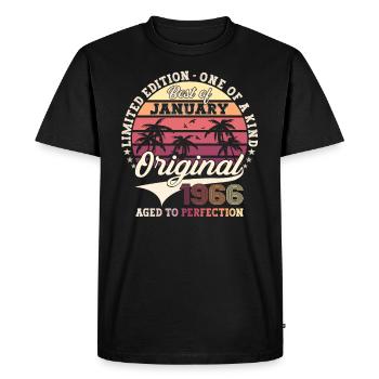 Né en 1966 Janvier 57e anniversaire Homme cadeau - T-shirt Premium bio Homme - noir - Devant - Nico (187cm)