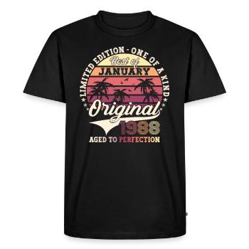 Né 1988 Janvier 35th anniversaire Homme cadeau - T-shirt Premium bio Homme - noir - Devant - Nico (187cm)