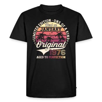 Vintage 1976 Janvier 47th Anniversaire Cadeau Mari - T-shirt Premium bio Homme - noir - Devant - Nico (187cm)