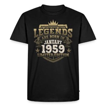 Né en 1959 Janvier 64e anniversaire Homme cadeau - T-shirt Premium bio Homme - noir - Devant - Nico (187cm)