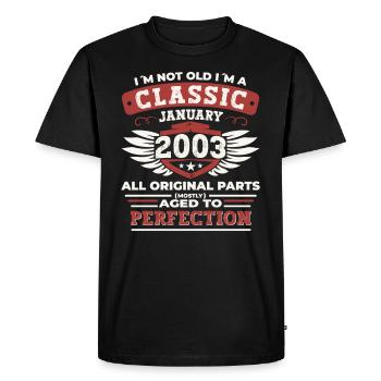 Année 2003 Janvier 20e anniversaire cadeau homme - T-shirt Premium bio Homme - noir - Devant - Nico (187cm)
