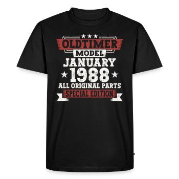Né 1988 Janvier 35th anniversaire Homme cadeau - T-shirt Premium bio Homme - noir - Devant - Nico (187cm)