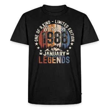 Né 1988 Janvier 35th anniversaire Homme cadeau - T-shirt Premium bio Homme - noir - Devant - Nico (187cm)