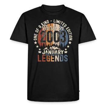 Année 2003 Janvier 20e anniversaire cadeau homme - T-shirt Premium bio Homme - noir - Devant - Nico (187cm)
