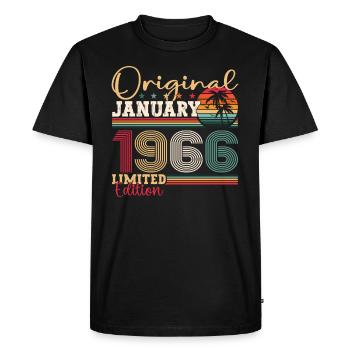 Né en 1966 Janvier 57e anniversaire Homme cadeau - T-shirt Premium bio Homme - noir - Devant - Nico (187cm)