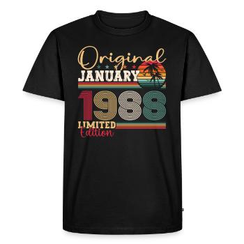 Né 1988 Janvier 35th anniversaire Homme cadeau - T-shirt Premium bio Homme - noir - Devant - Nico (187cm)