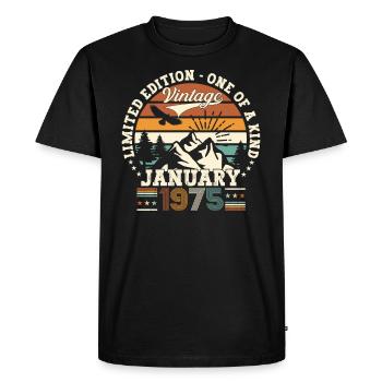 Né 1975 Janvier 48ème anniversaire Homme cadeau - T-shirt Premium bio Homme - noir - Devant - Nico (187cm)