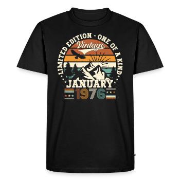 Né 1976 Janvier 47e anniversaire Homme cadeau - T-shirt Premium bio Homme - noir - Devant - Nico (187cm)
