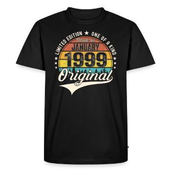 Né le 24 janvier 1999 Gift Man - T-shirt Premium bio Homme - noir - Devant - Nico (187cm)