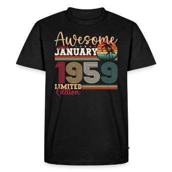 Né en 1959 Janvier 64e anniversaire Homme cadeau - T-shirt Premium bio Homme - noir - Devant - Nico (187cm)