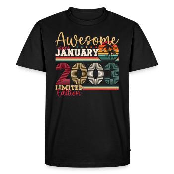 Année 2003 Janvier 20e anniversaire cadeau homme - T-shirt Premium bio Homme - noir - Devant - Nico (187cm)