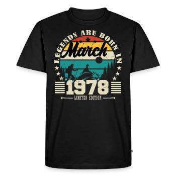 Mars 1978. Cadeau d'anniversaire mars 1978. - T-shirt Premium bio Homme - noir - Devant - Nico (187cm)