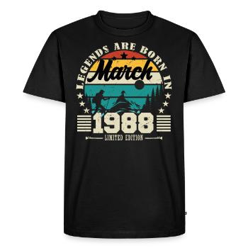 Mars 1988. Cadeau d'anniversaire mars 1988. - T-shirt Premium bio Homme - noir - Devant - Nico (187cm)