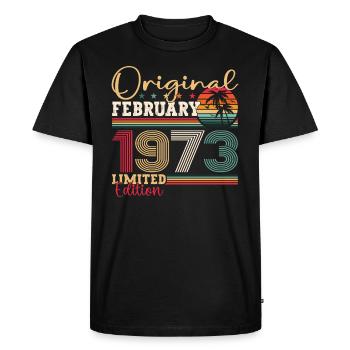Cadeau d’anniversaire original de février 1973 - T-shirt Premium bio Homme - noir - Devant - Nico (187cm)