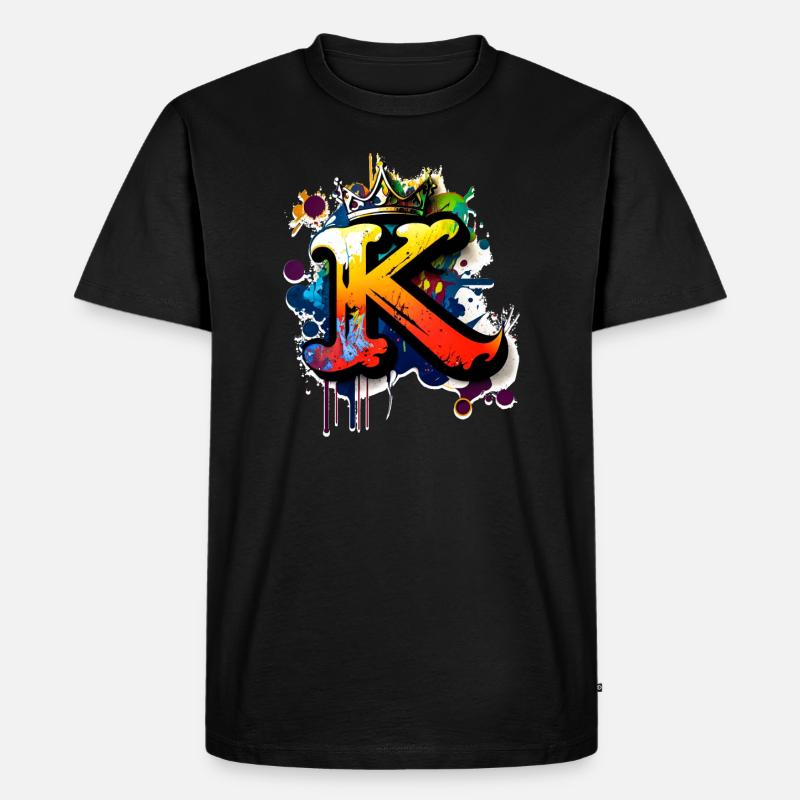 Graffiti Buchstabe K mit Krone 👑 - Männer Premium Bio T-Shirt - Schwarz