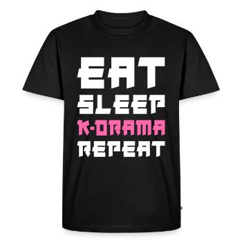 Manger dormir K-Drama Répéter - T-shirt Premium bio Homme - noir - Devant - Nico (187cm)