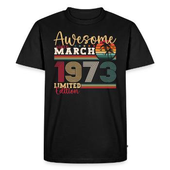 50e anniversaire Mann Awesome March né en 1973 - T-shirt Premium bio Homme - noir - Devant - Nico (187cm)