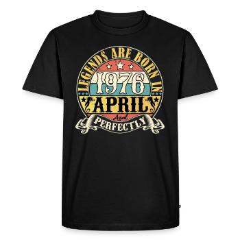 Avril 1976 Anniversaire Avril 1976 Cadeau - T-shirt Premium bio Homme - noir - Devant - Nico (187cm)