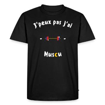 J peux pas j ai Muscu - T-shirt Premium bio Homme - noir - Devant - Nico (187cm)