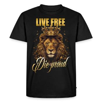 Le Roi - Vivre libre mourir fier - T-shirt Premium bio Homme - noir - Devant - Nico (187cm)