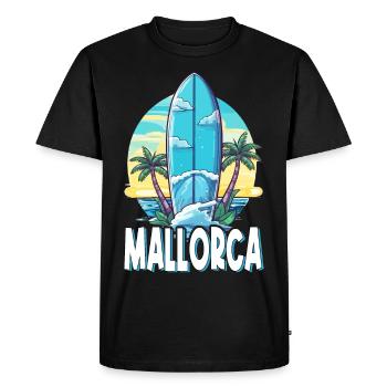 Majorca Palm Surfing Spain Island Summer Party - Men's Premium Organic T-Shirt - black - Front - Nico (187cm)