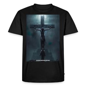 LIVE FREE THE PROUD - MY SAVIOR - Men's Premium Organic T-Shirt - black - Front - Nico (187cm)