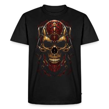 Crimson Cyborg Skull - Men's Premium Organic T-Shirt - black - Front - Nico (187cm)