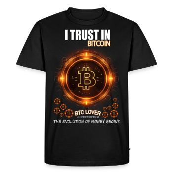J’AI CONFIANCE EN BITCOIN BTC EVOLUTION OF MONEY - T-shirt Premium bio Homme - noir - Devant - Nico (187cm)
