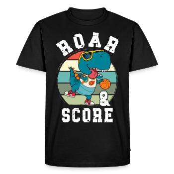 Basketball Dino T-Rex Player Sports Comic Cartoon - T-shirt Premium bio Homme - noir - Devant - Nico (187cm)