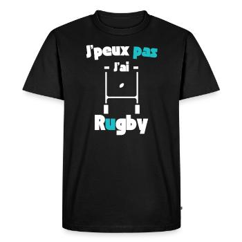 J'peux pas j'ai rugby - T-shirt Premium bio Homme - noir - Devant - Nico (187cm)